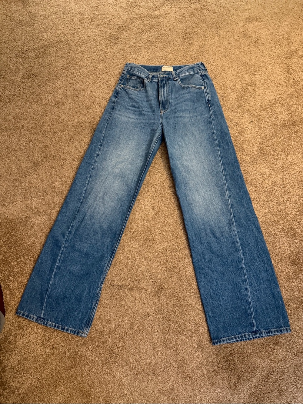 Free People High-Rise Wide Leg Jeans in Medium Blue